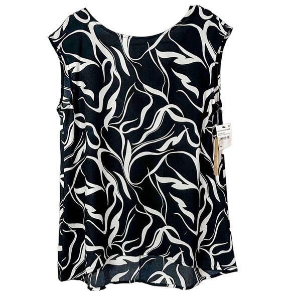 NEW with tags Halogen Ribbon Print Jewel Neck Sleeveless Top Black Small - Picture 1 of 11